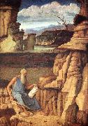 BELLINI, Giovanni St Jerome Reading in the Countryside china oil painting reproduction